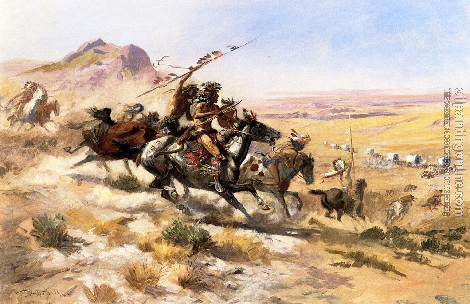 Charles Marion Russell - Attack on a Wagon Train